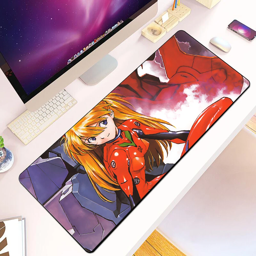 E-Evangelion Mousepad HD Printing Computer Gamers Locking Edge Non-slip Mouse Pad XXL90x40cm Keyboard PC Desk Pad