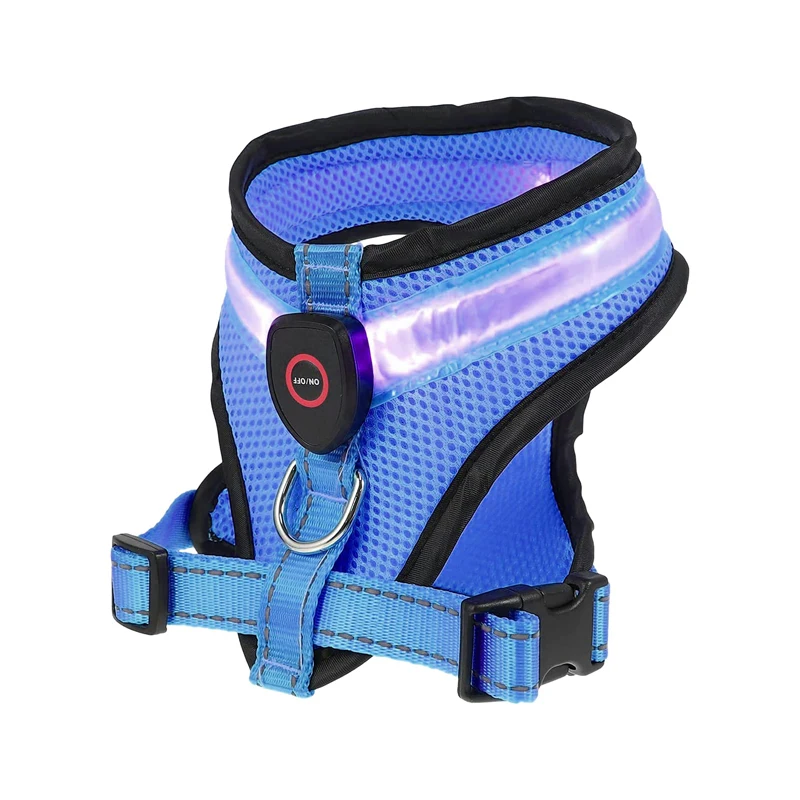 Benepaw LED Light Dog Harness USB Rechargeable Reflective Adjustable Mesh Soft Padded Pet Vest Harness for Small Medium Dogs