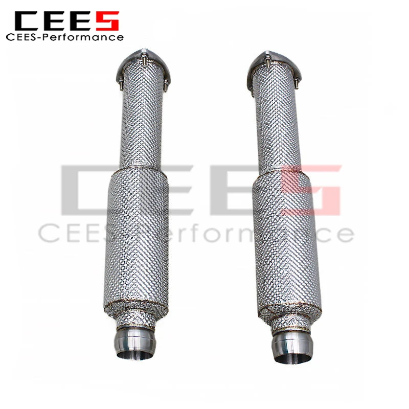 CEES Exhaust Pipe with Heat Shield for Aston Martin DBS V12 6.0L 2007-2013 Exhaust Downpipe Stainless Steel Free Flow Pipe