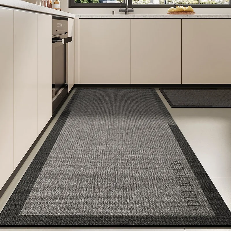 Kitchen Floor Mat Anti-slip and Waterproof PVC Leather Carpet Household Wipeable Rug Modern Style Home Decor Rugs