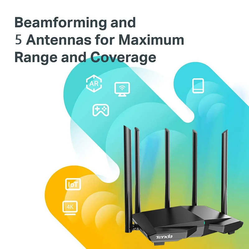 Tenda Smart WiFi 6 Router AX1500 802.11ax Wi-Fi6 Pro Dual Band AX OFDMA MU-MIMO Parental Controls 5*6dBi High-Gain Antennas