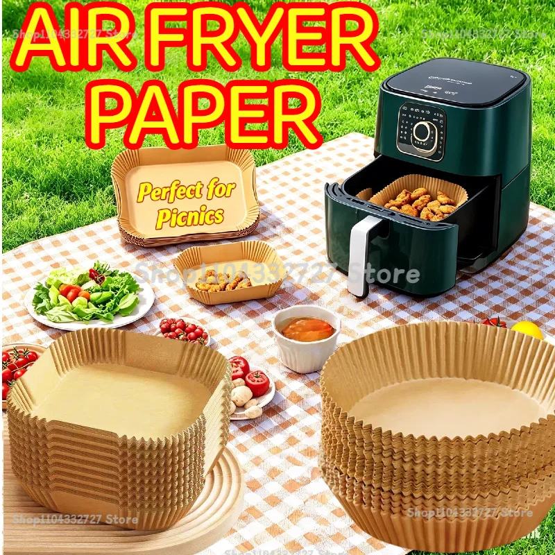 Backpapier für Heißluftfritteuse Einweg-Papier Quadratisch Rund Back- und Grillunterlage Antihaft-Matte Küchen-Ofen Ölabsorbierendes Papier