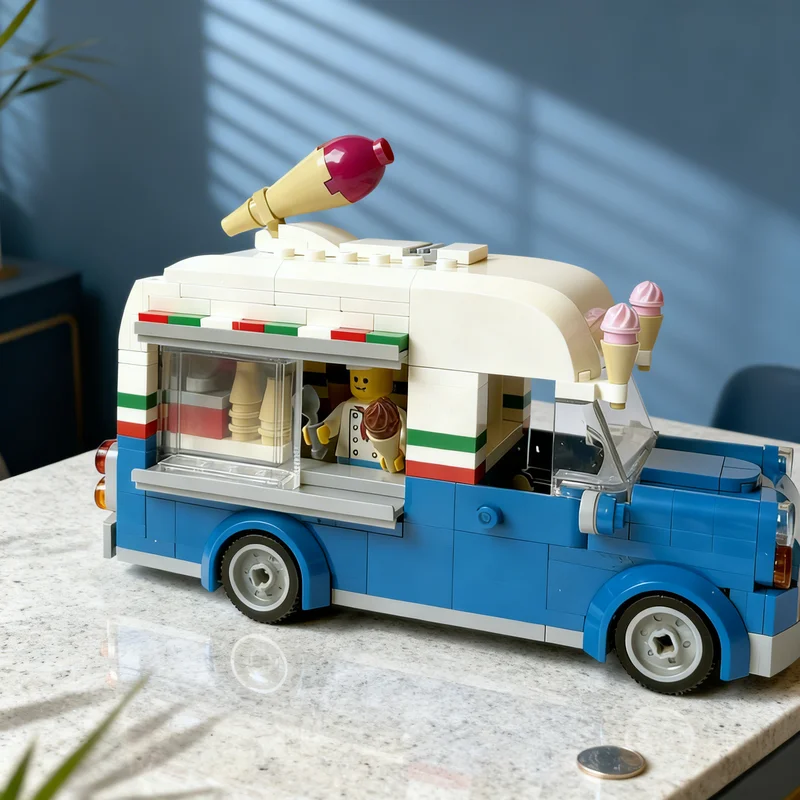 294pcs MOC Ice Cream Truck City Traffic Model Building Blocks Christmas Gift Collection Craft Brick Assemble Idea Education