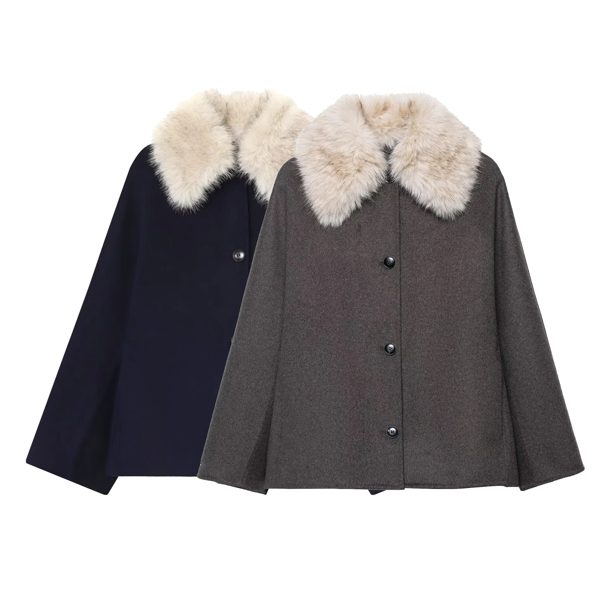 

Women's Casual Fur Turn-Down Collar Coats Female Loose Single Breasted Long Sleeve Pockets Jacket Autumn Winter Warm Outwears