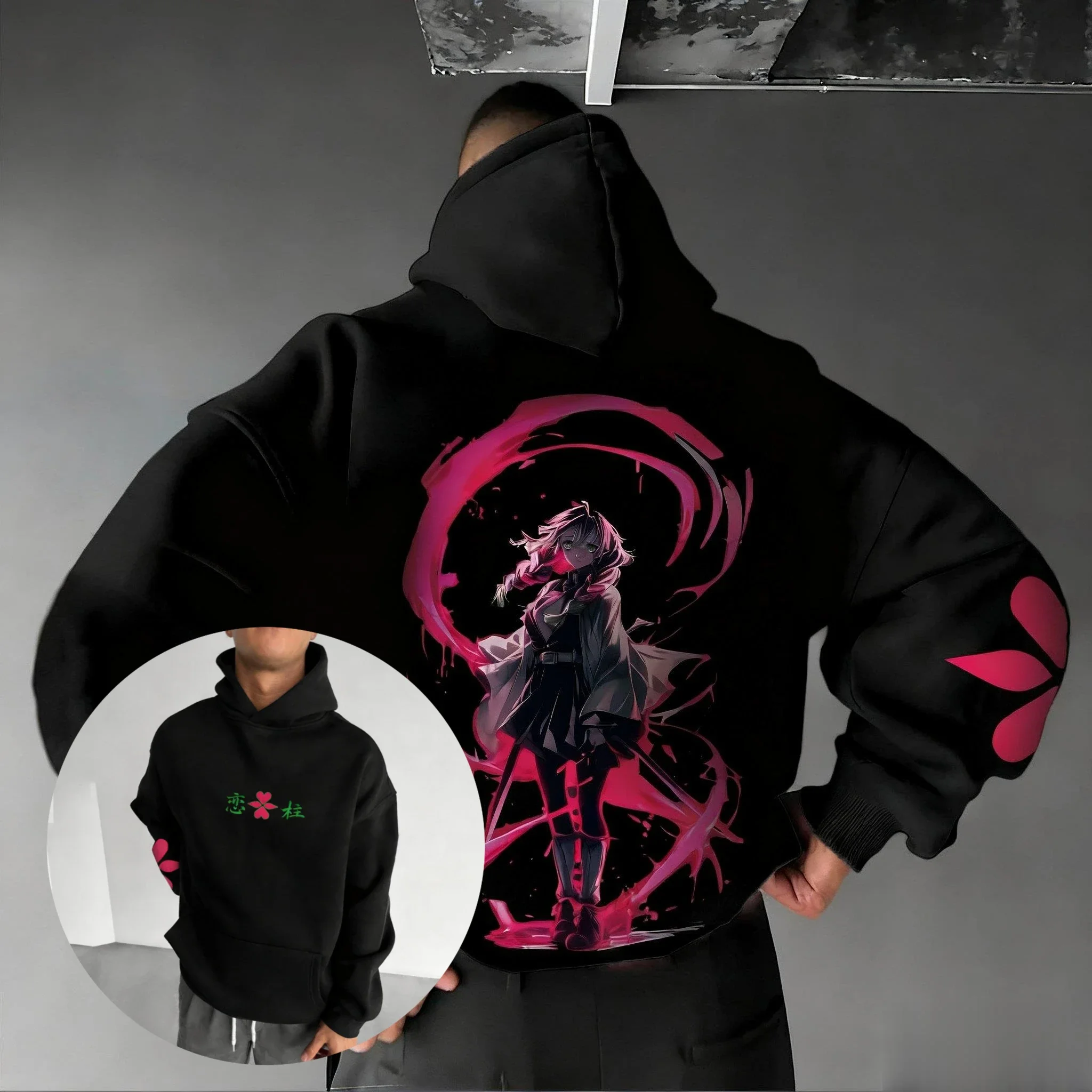 

Толстовка с капюшоном «Убийца демонов», пуловер в стиле аниме, мужская и женская толстовка с капюшоном, повседневная уличная одежда, топы с длинными рукавами, Y2k, новинка зимы, новинка