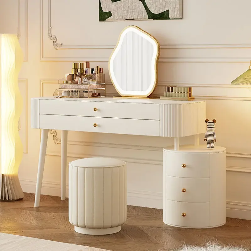 2024 Bedroom Wood White Dresser Vanity Desk Set Home Furniture Luxury Bedroom Wooden Dressing Table With Mirror And Drawers