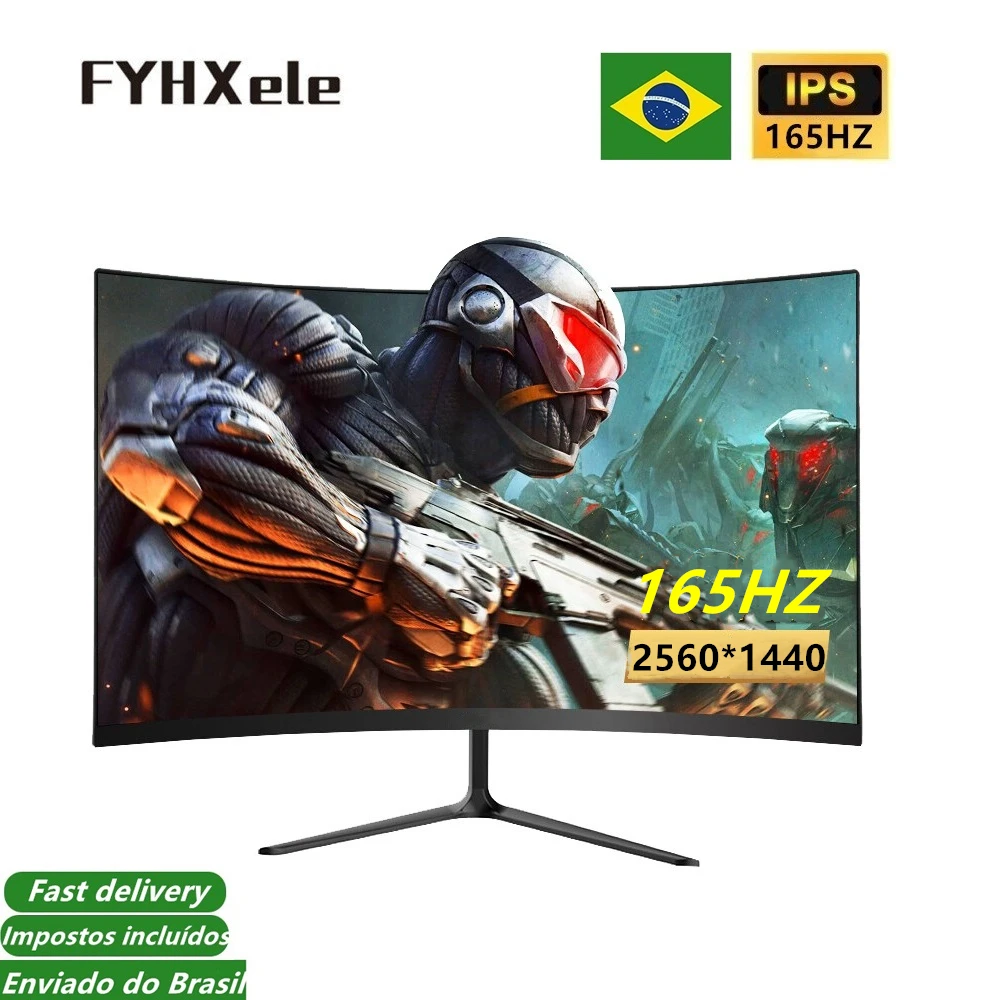 27 Polegada 1K/2K 165hz Curvo Gamer Monitores 10Bit LCD Displays Para Desktop 1MS DP Suporte G-Sync Free-Sync Taxas incluídas