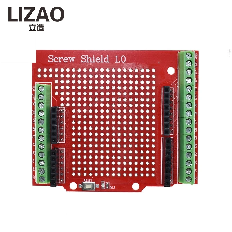 LIZAO Screw Shield 1.0 Prototype Expansion Board, Assembled Terminal Module with Reset Button Open Source for Arduino