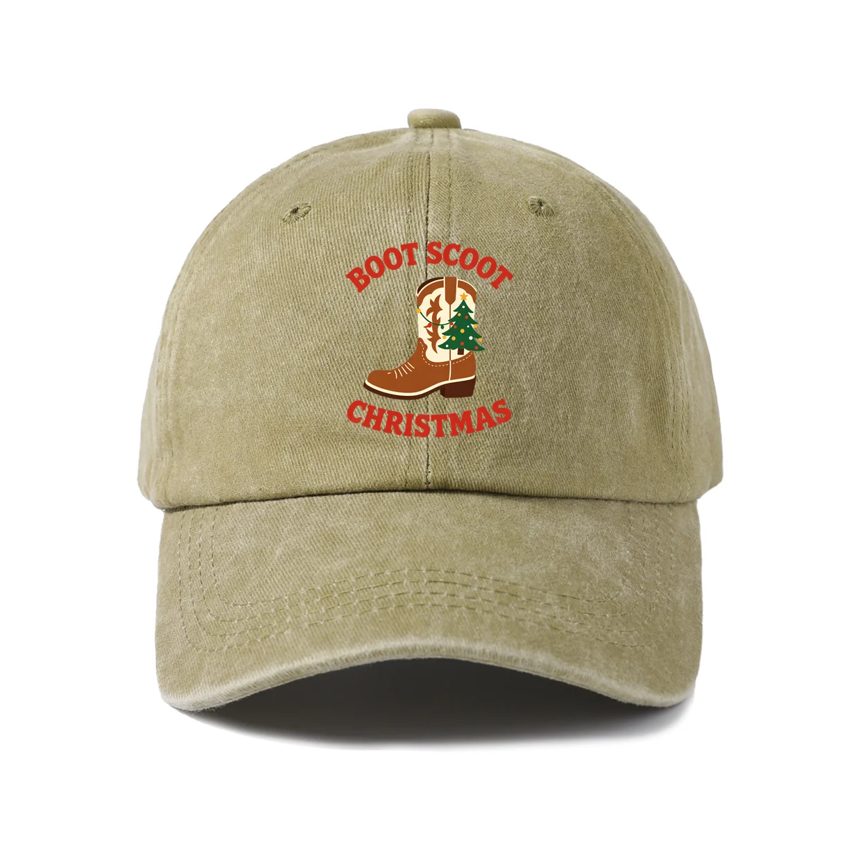 Scoot Boot Christmas Baseball Cap, Vintage Washed Adjustable Unisex Dad Hat, Outdoor Gift