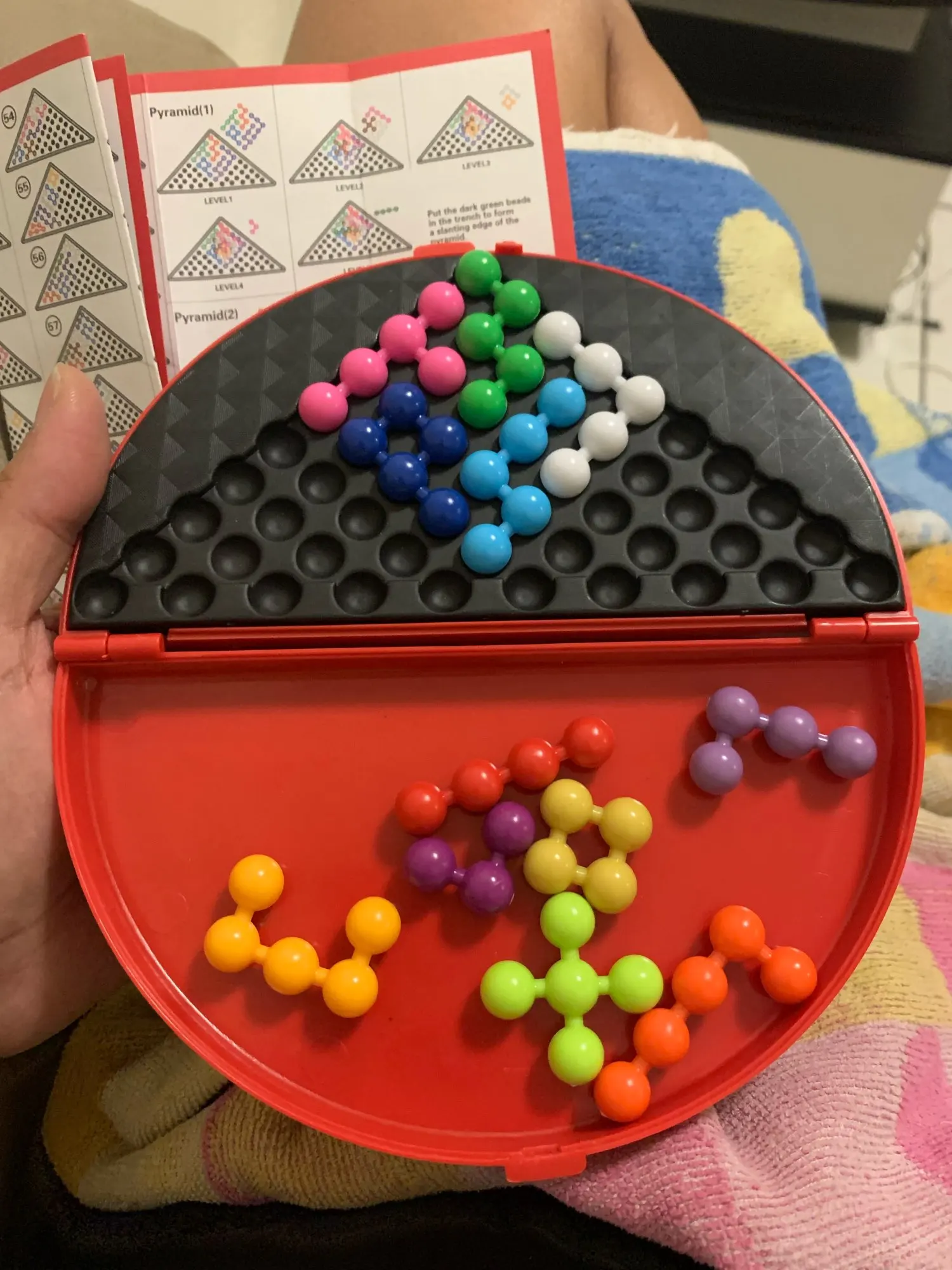 클래식 IQ 3D 퍼즐 보드 게임 진주 구슬과 피라미드 플레이트 어린이 논리적 사고 몬테소리 교육 장난감 선물