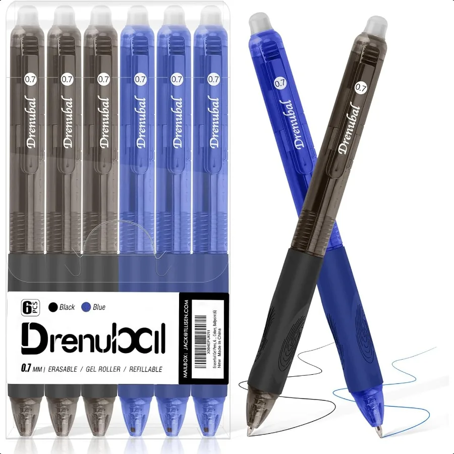 

Erasable Pens 0.7mm Black Blue Gel Ink QuickDrying Comfort Grip Writing Pens for School Office Exams Gift Set for Students Arti