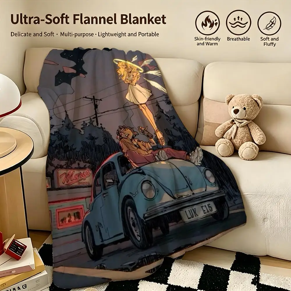 art O-Original Art Painting-g Throw Warm Soft Flannel Blanket, Multi-use for Sofa Bed Camping Travel Nap