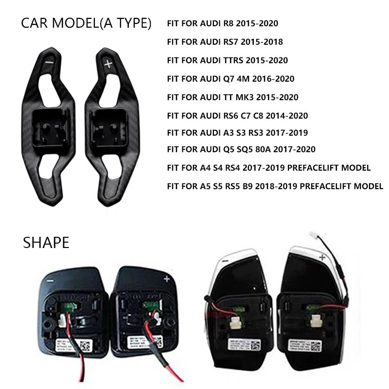 Shift Paddle For Audi A3 A4 S4 A5 A6 S6 RS6 C7 C8 A7 S7 RS7 Q2 Q3 Q5 Q7 TT TTRS R8 Carbon Fiber Steering Wheel Paddle Shifter image 3