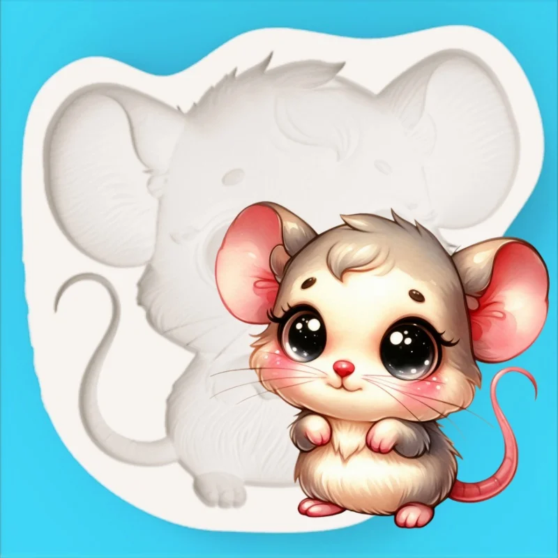 Cartoon Little Mouse Silicone Mold, 3D Chocolate Fondant Press Mold, Baking Decoration Creative Tool