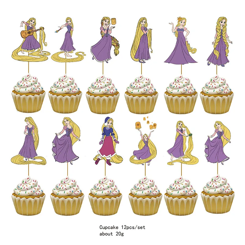 Disney Rapunzel festa di compleanno piatto doccia per bambini paglia a nido d\'ape decorazione per feste palloncino adesivo spilla bottiglia d\'acqua