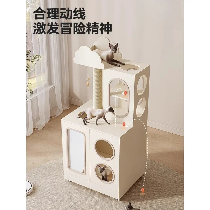 Cat climbing frame  toilet integrated  climbing cabinet can put smart  litter box