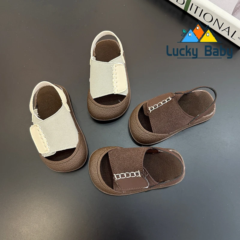 

Kids Sandals for Boys Korean Fashion Summer Girls Shoes Open Toe Matte Pu Leather Shoes Sandals Children Outdoors Beach Slippers