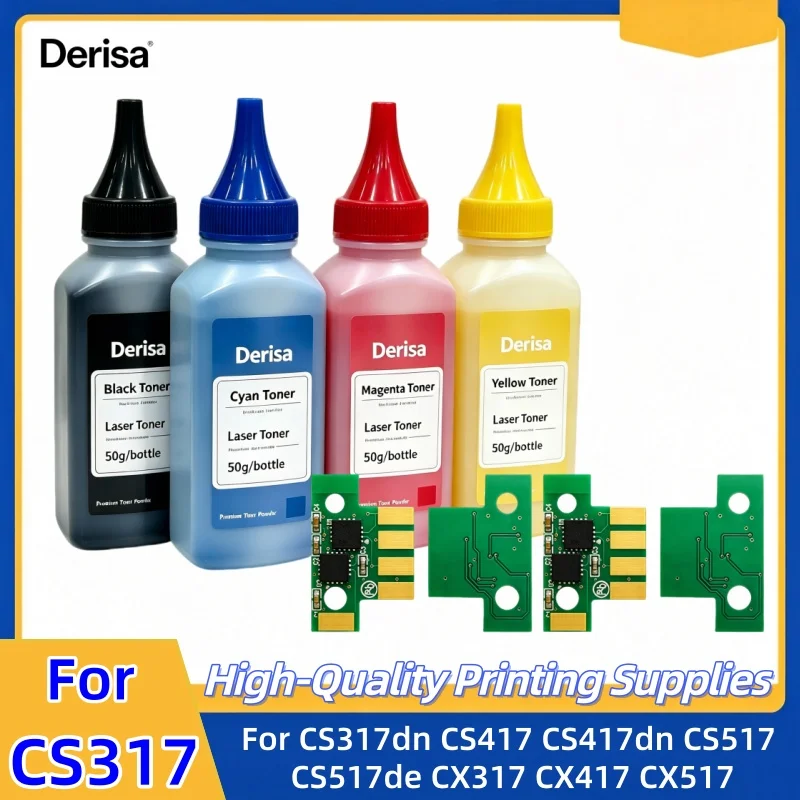 CS317 CS317dn Toner Powder Chip for Lexmark CS417 CS417dn CS517 CX317 CX317dn CX417de CX517