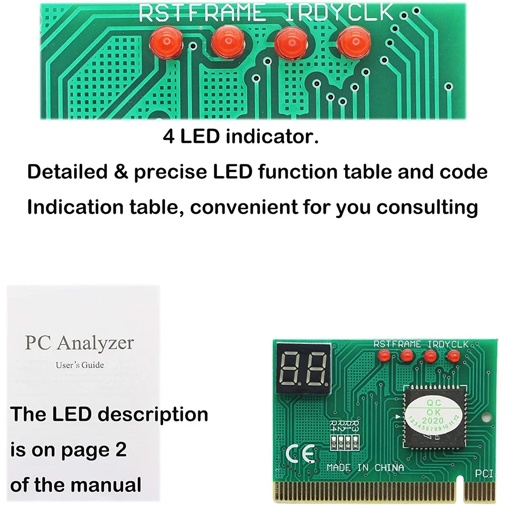 2 Digit PC Computer Mother Board Debug Post Card Analyzer PCI Motherboard Tester Diagnostics Display for Desktop PC