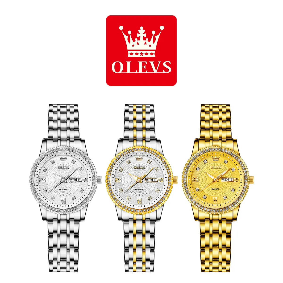 OLEVS Luxury Quartz Watch for Women Stainless Steel Elegant Women\'s Watches Luminous Waterproof Original Fashion Lady Wristwatch