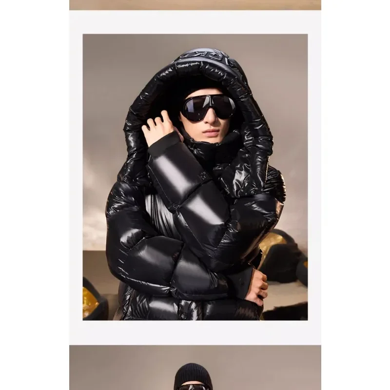 2024 Winter Bright Face Black Gold Cotton-padded Women\'s Long Thicker Than Knee Male Female Couples Coat Women Parkas