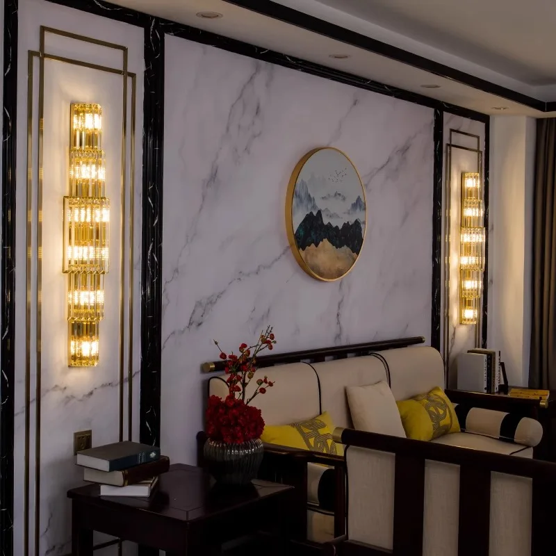 Luxury hotel lobby large crystal wall lamp suitable for club halls villa living rooms bedrooms and banquet indoor lighting fixtu