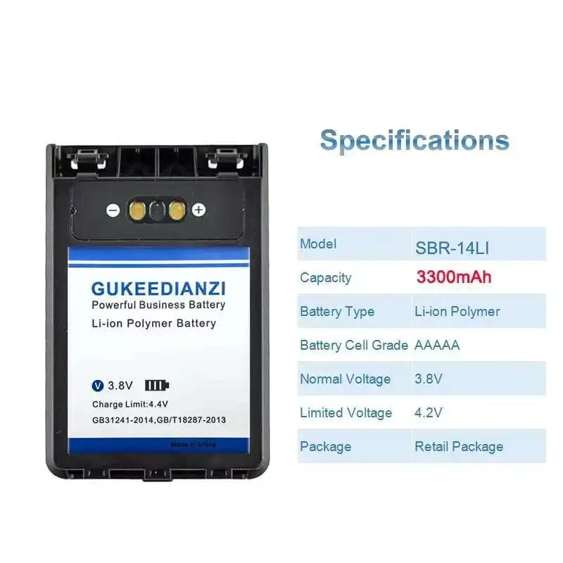 Bateria de walkie-talkie 3300mAh para rádio Yaesu VX-8R VX-8DR VX-8GR FT-1DR FT1XD FT-2DR, modelo SBR-14LI (VX8R)