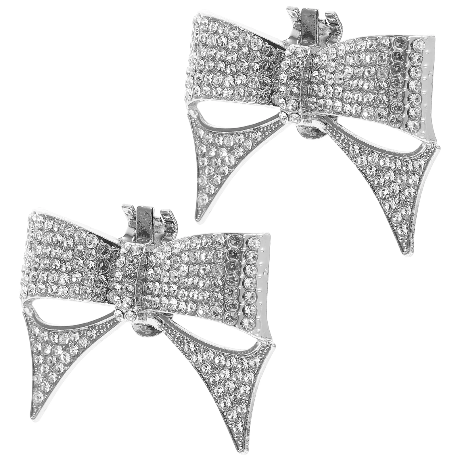 

1Pair Bowknot Shoe Ornament Silver Rhinestone Decoration Wedding Party DIY Fashion Shoe Accessories Shoes Supply