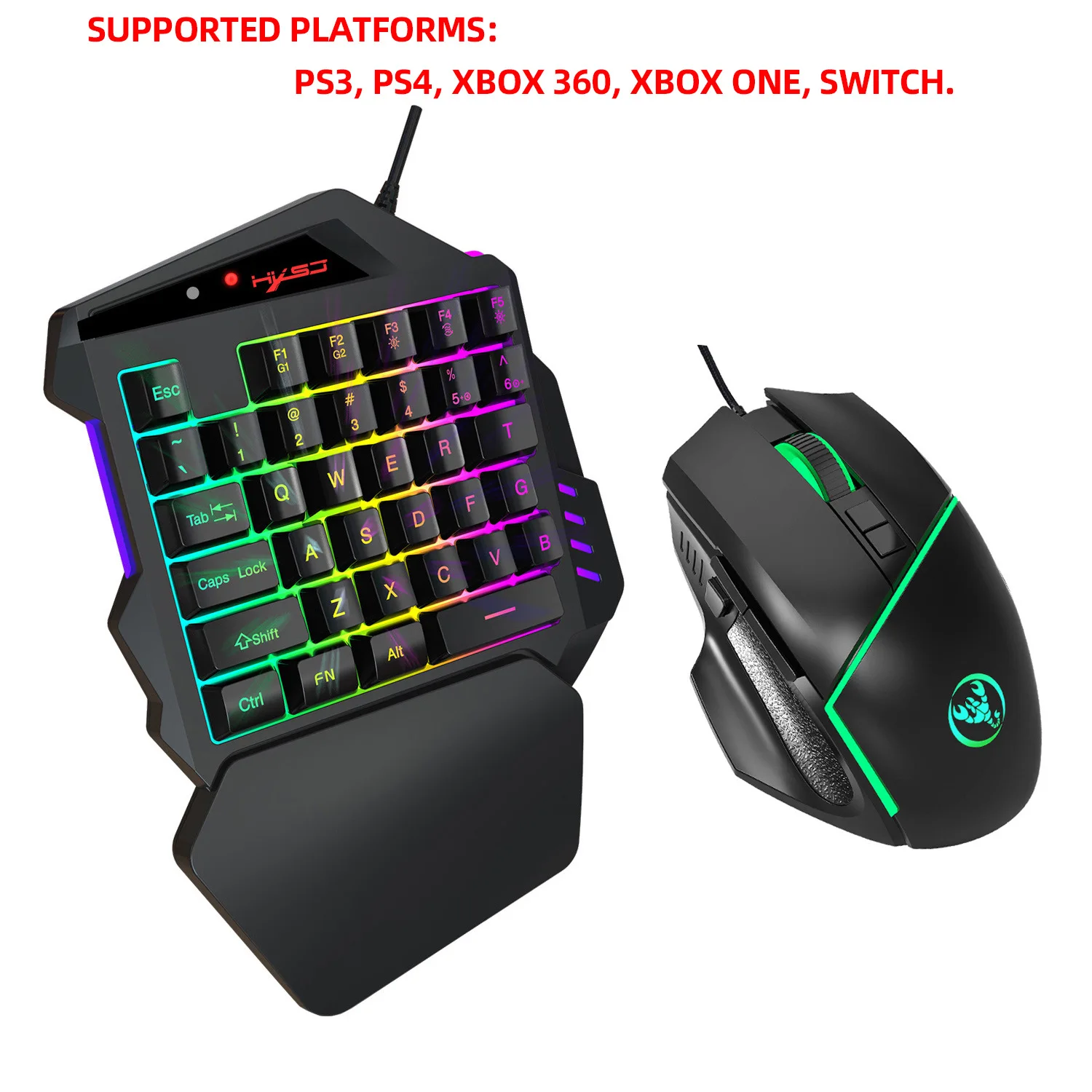 

Universal One-handed Keyboard Built-in Game Console Convert for Gaming Consoles Compatible with PS3 PS4 Xbox 360 Xbox One Switch