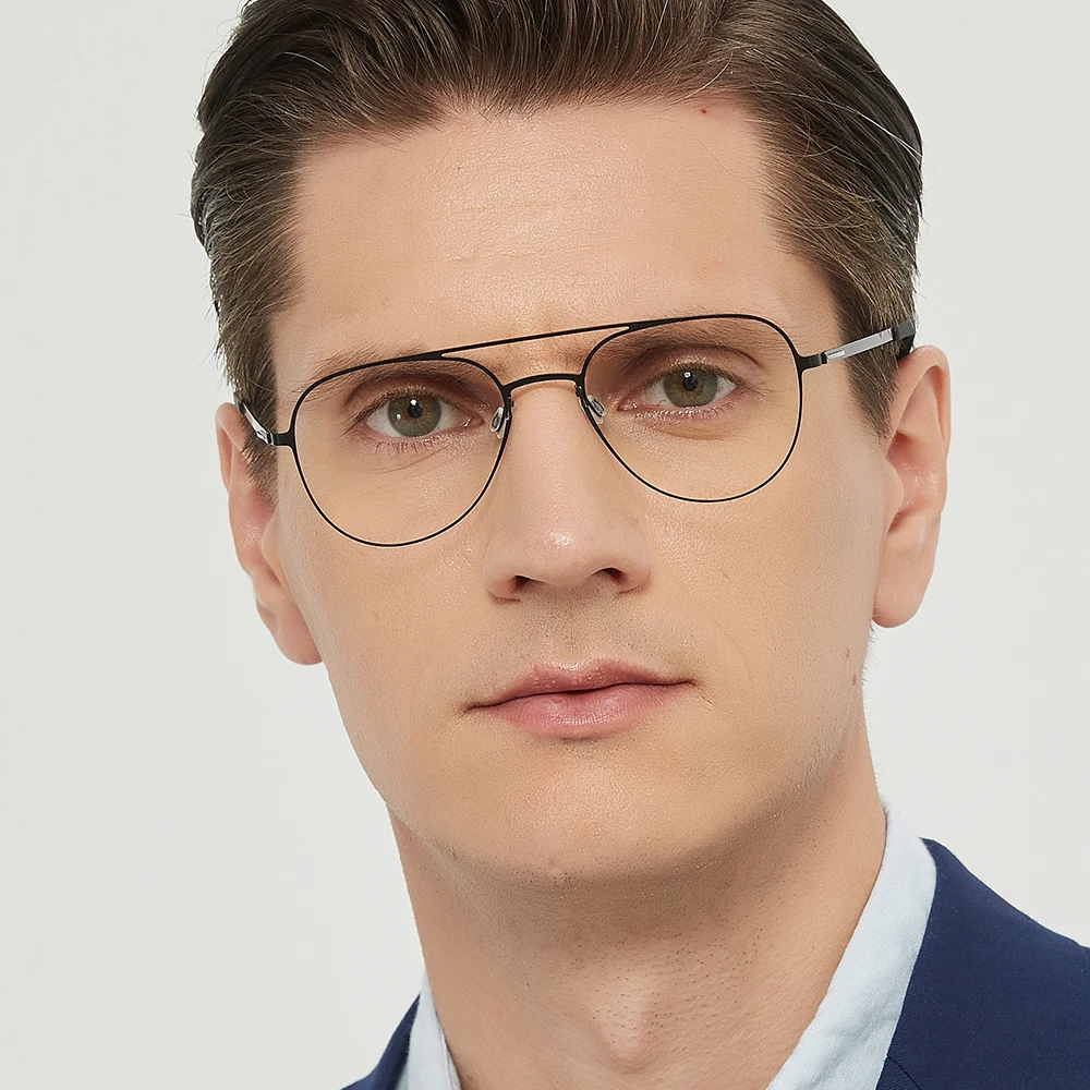 Fashion Design Men Pilot Glasses Frame Men Women Ultralight Oval Round Eyeglasses Goggle Double-beam Spectacles Colour Eyewear