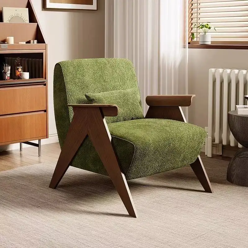 Single sofa chair designer Spanish retro medieval antique nostalgic balcony leisure chair homestay solid wood chair