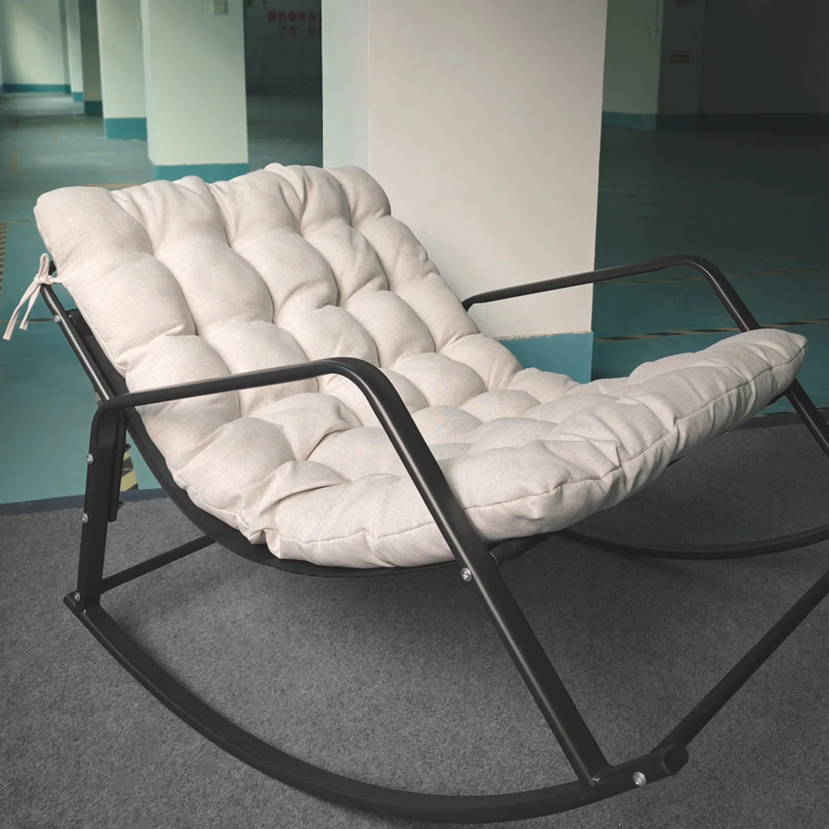 Vacuum compression delivery, double rocking chair seat cushion, imitation cotton and linen fabric, soft cushion, simple lace-up