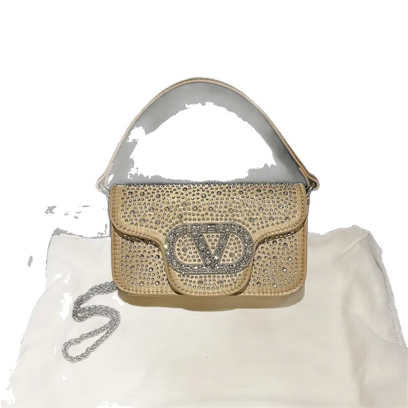 ​ Квадратная женская сумка со стразами, регулируемый ремешок-цепочка, кошелек через плечо, маленький шикарный кошелек из веганской кожи на день