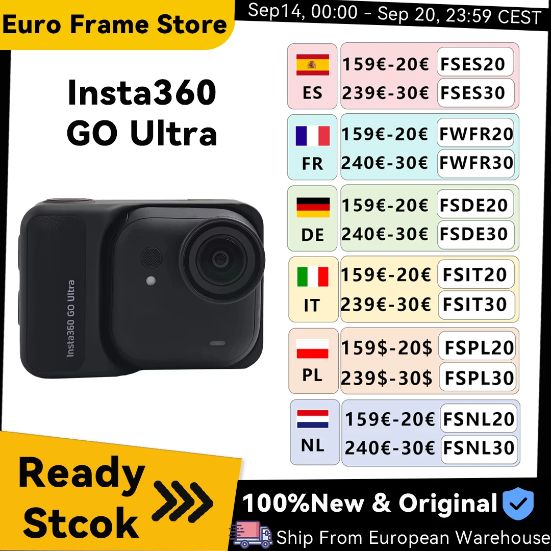 Insta360 Go Ultra 4K 60Fps Lichtgewicht POV Handsfree Ultra-HD Actiecamera Flowstate Magnetische Stabilisatie Insta 360 Go Ultra