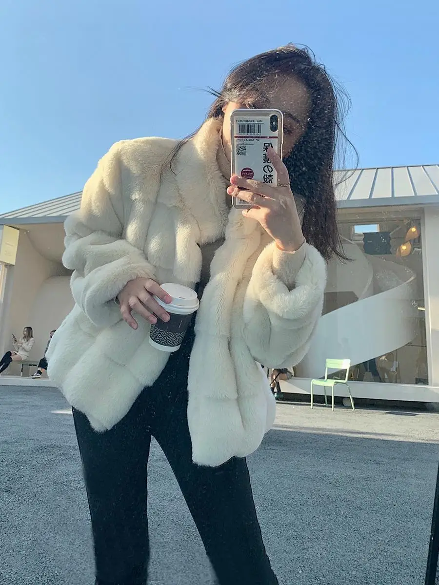 معاطف من الفرو الصناعي سترات نسائية قصيرة Y2k ملابس الشارع معطف بياقة واقفة سترة سميكة دافئة ملابس خارجية أنيقة للعمل لخريف وشتاء 2025