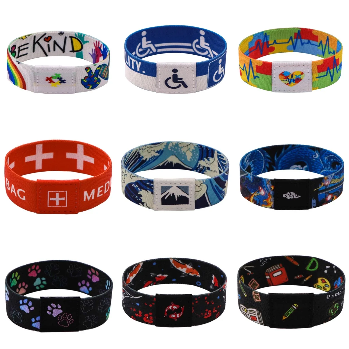 Medical Bracelet For Women Men Koi Sport Wristband Autism Awareness Elastic Bangle Bracelets Accessories Doctor Nurse Gifts