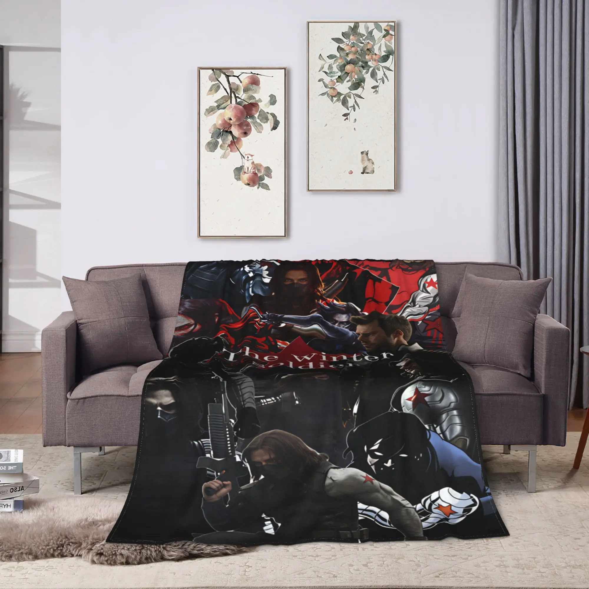 Bucky Barnes Winter Soldier Super Warm Blankets Travel Plush Throw Blanket Funny Couch Bed Flannel Bedspread Sofa Bed Cover
