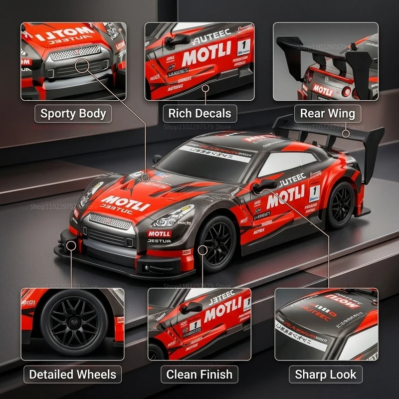 4WD Remote Control Drift Racing Car 1:24 Scale 20KM/H High Speed 2.4G Dual Mode RC Vehicle Durable Body Hobby Toys Gift For Boys view 4