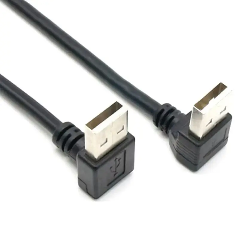 Double Ended USB 2.0 Male to Male 90 Degree Bend Heat Sink, Set-top Box, Writing Board, Flashing Machine, Data Connection Cable