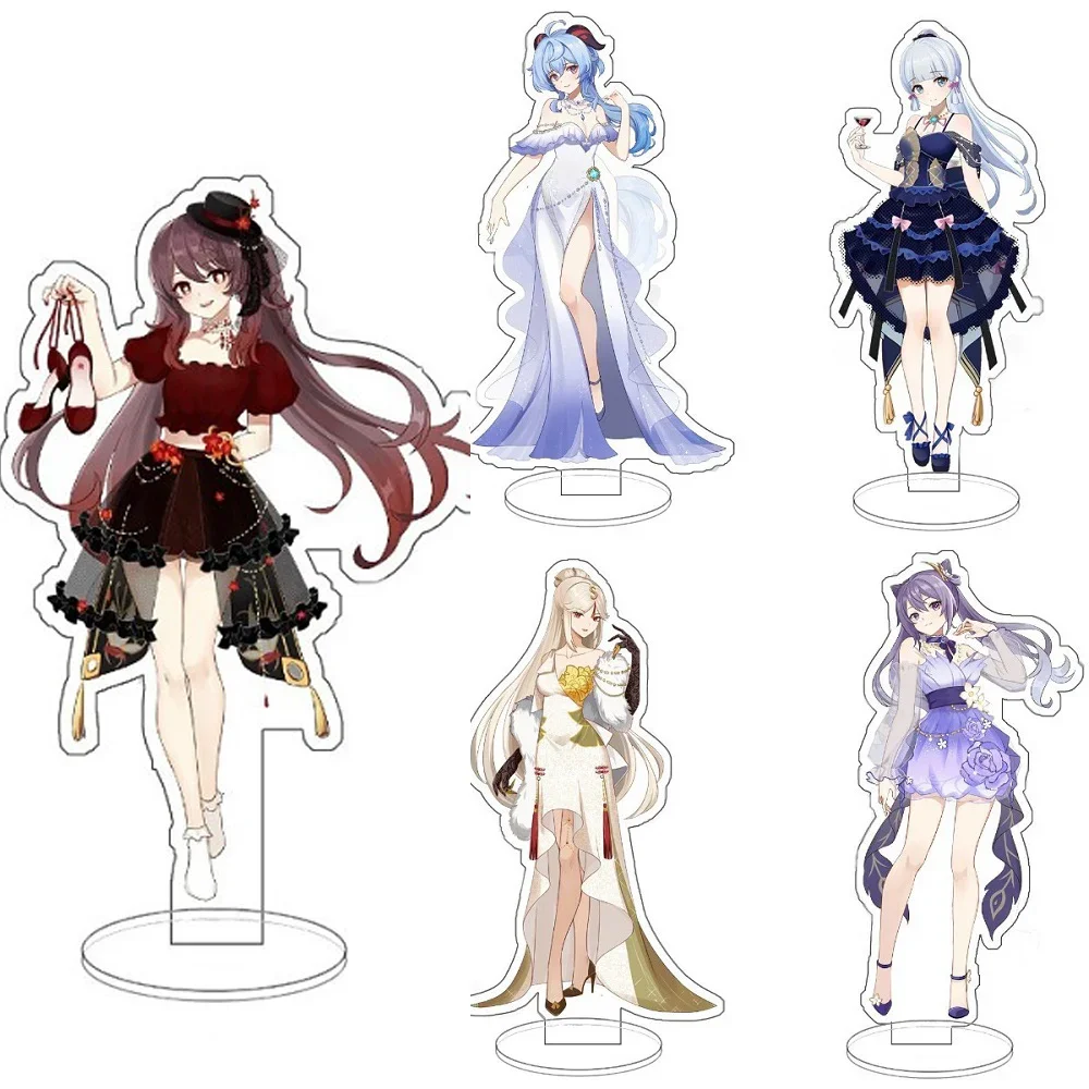 Dress Figure Acrylic Stand Model Plate Yae Ganyu Hu Tao Shenhe Keqing Ayaka Standee Holder Collectible Kids Gifts