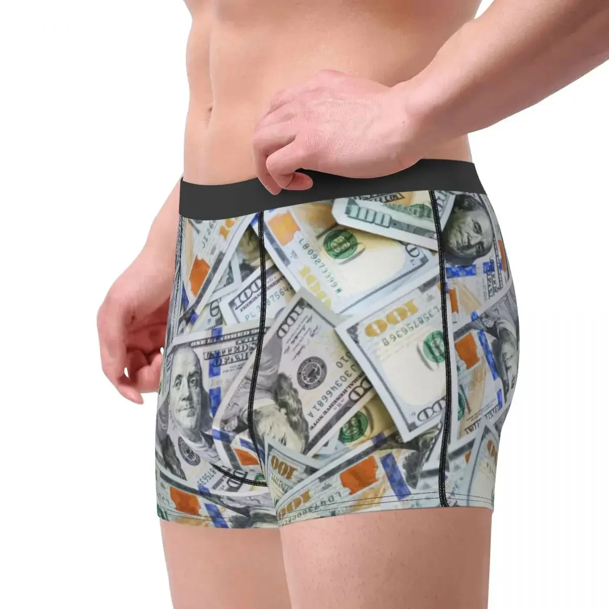 Men's Dollar Boxer Shorts Panties Soft Underwear Money Homme Fashion S-XXL Underpants