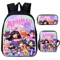 Aphmau Cartoon Print School Bags For Girls Boys Student Backpack Children 3pcs Set Backpack Teens Large Capacity Laptop Bag Pack
