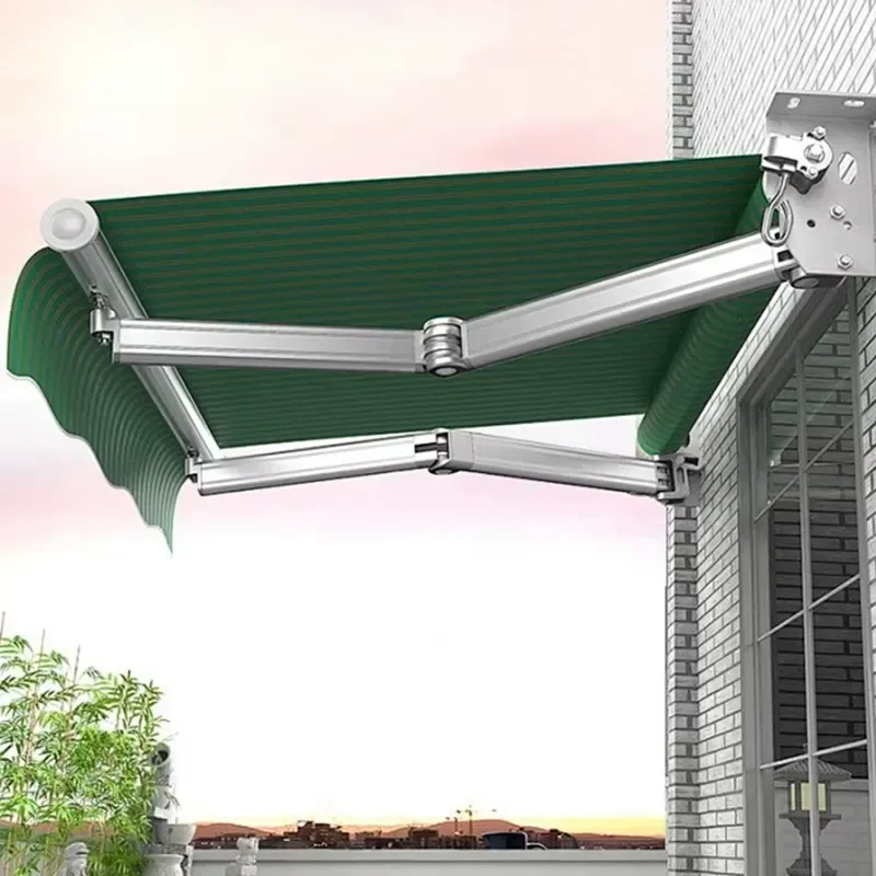 Outdoor Retractable Folding Arm Motorized & Manual Balcony Awning for Aluminum Alloy Frame Polyester Sail Waterproof Flame