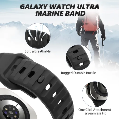Imagen 2 del producto Para Samsung Galaxy Watch 7 Ultra Correa 47mm accesorios correa pulsera deportiva de silicona para Galaxy Watch 8 ultra 2025 banda 47 mm