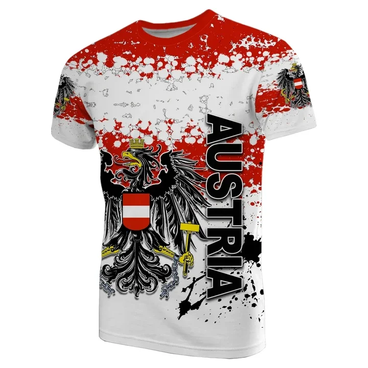 النمسا العلم شعار خريطة الجرافيك تي شيرت الشعار الوطني النسر تي شيرت للرجال الملابس قميص رياضي معطف الموضة من الأسلحة الصبي القمم #5