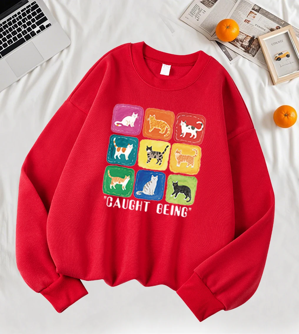 Sudadera con estampado de dibujos animados de gato Nine Palace Grid para mujer, jerséis de lana Y2K, Tops que combinan con todo, ropa deportiva informal holgada