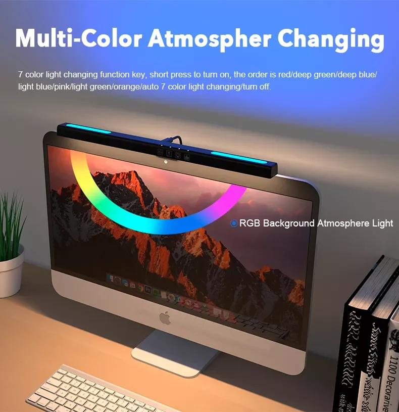 LED/RGB Computer Screen Hanging Lamp  Monitor Light Bar  Eye Protection Table For Office/Home/Study/Read/Game Dimming Lighting