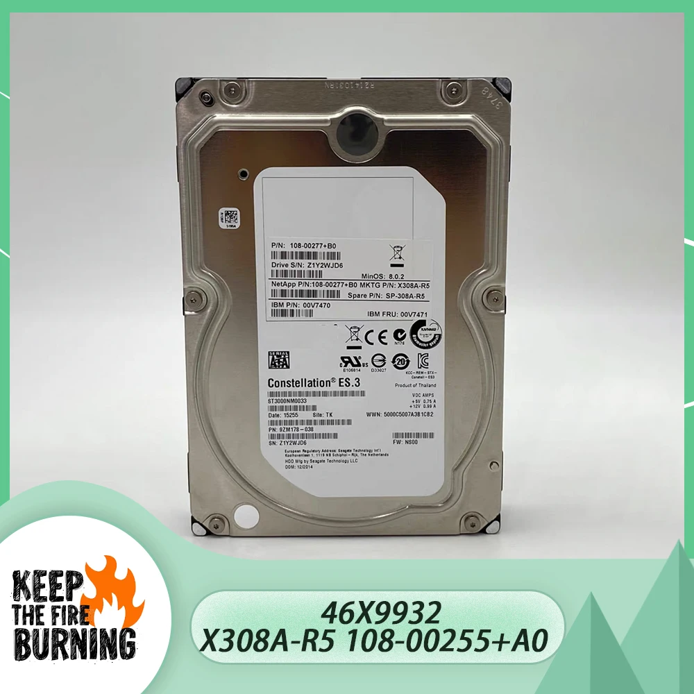 For NetApp HDD X308A-R5 108-00255+A0 46X9932 46X9931 3T 3.5'' SATA 3TB Hard Disk