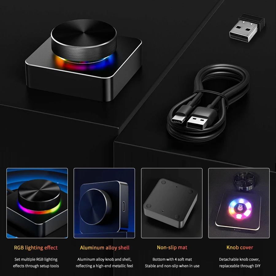 3-IN-1 volumeregelaar Multifunctionele knop Draadloos Bluetooth Mini-toetsenbord PC Computerluidspreker Audio-volumeregelaar