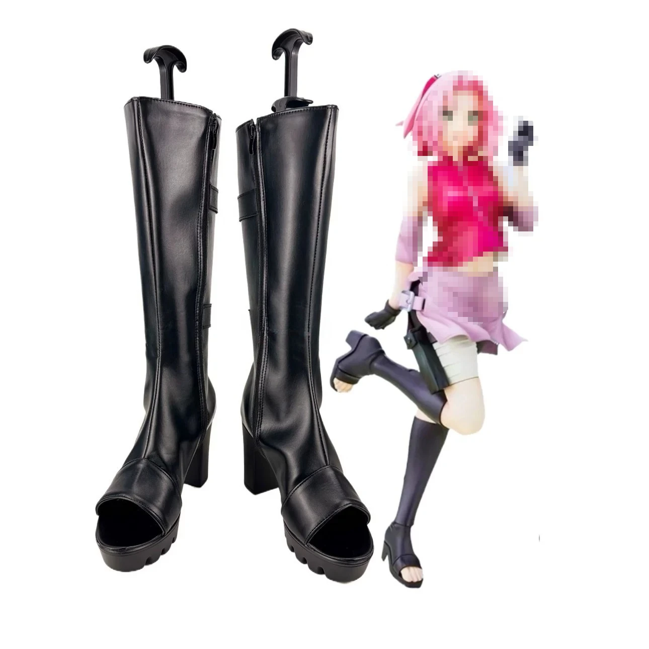 Sakura Cosplay Shoes Custom Made Anime Props Boots Handmade for Haruno Fans